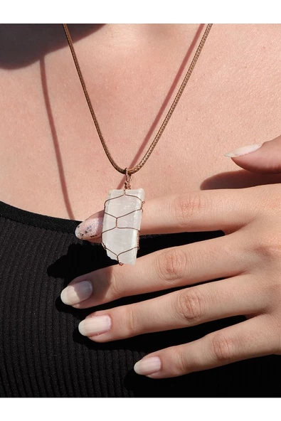 Doğal Taş Ham Işlenmemiş Selenit Doğal Taş Kolye 2,3,4,5 gr - 3