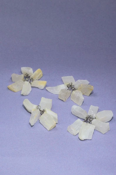 Doğal Taş Ham Işlenmemiş Selenit Doğal Taş Kolye 3 - 5 gr - 4