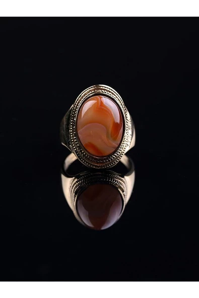 Doğal Taş Yemen Akik Doğal Taşlı Ayarlanabilir Yüzük euy1 - Resim 2