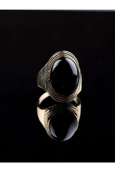 Doğal Taş Oniks Doğal Taşlı Ayarlanabilir Yüzük euyos - Resim 2