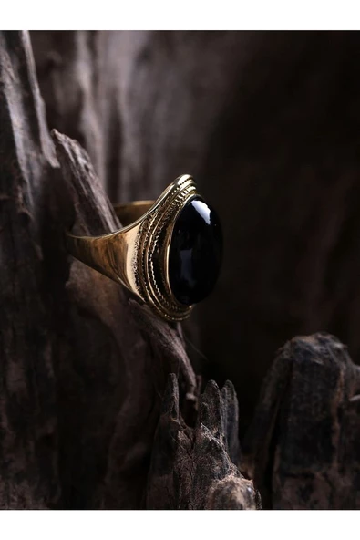 Doğal Taş Oniks Doğal Taşlı Ayarlanabilir Yüzük euyos - Resim 5