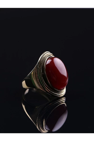 Doğal Taş Akik Doğal Taşlı Ayarlanabilir Kadın Yüzük euya - Resim 4