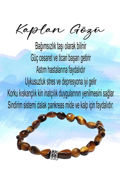 Doğal Taş Kaplan Gözü Doğal Taş Bileklik Tımbıl Kesim dtkptbt - 6