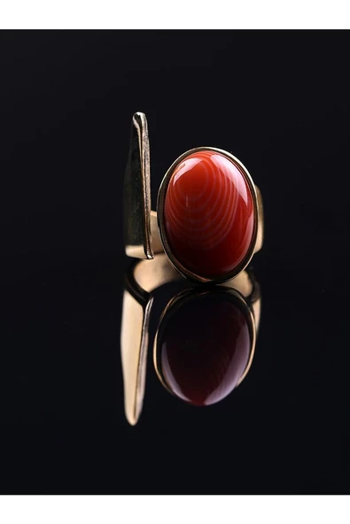 Doğal Taş Yemen Akik Doğal Taşlı Ayarlanabilir Yüzük eu2y1 - Resim 2