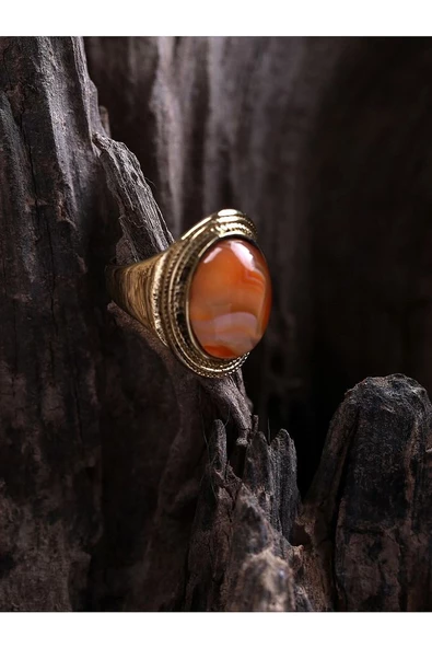 Doğal Taş Yemen Akik Doğal Taşlı Ayarlanabilir Yüzük euy1 - Resim 5