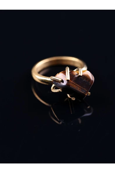 Doğal Taş Kaplangözü Doğal Taşlı Ayarlanabilir Yüzük - Resim 11