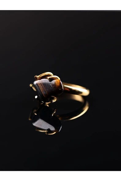 Doğal Taş Kaplangözü Doğal Taşlı Ayarlanabilir Yüzük - Resim 10