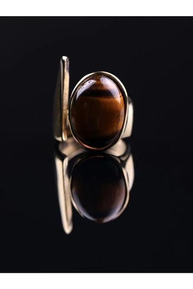 Doğal Taş Kaplangözü Doğal Taşlı Ayarlanabilir Yüzük euy2kg - Resim 2