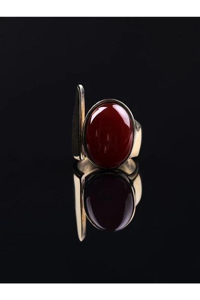 Doğal Taş Akik Doğal Taşlı Kadın Ayarlanabilir Yüzük euy2a - Resim 2