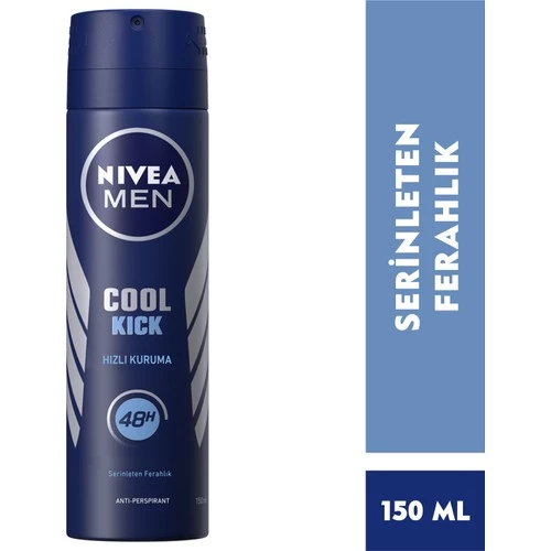 Nıvea Men Erkek Sprey Deodorant Cool Kick 150Ml;Ter Ve Ter Kokusuna Karşı 48 Saat Anti-Perspirant ;Serinleten Ferahlık