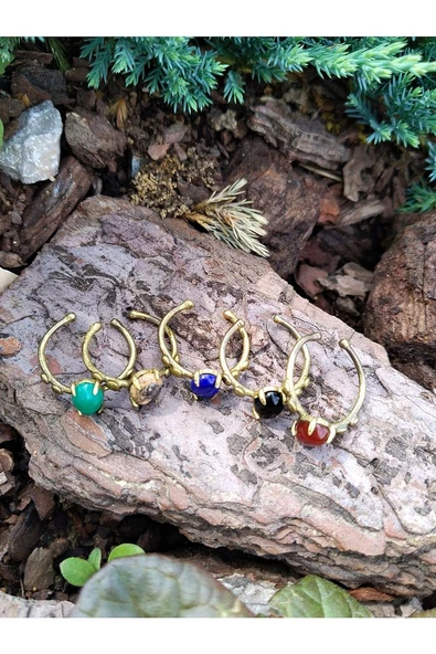 Minimal Doğal Taş Akik Doğal Taşlı Otantik Minimal Ayarlanabilir Yüzük euy5a - Resim 7