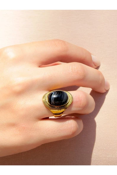 Doğal Taş Yemen Akik Doğal Taşlı Ayarlanabilir Yüzük euy1sya - Resim 2