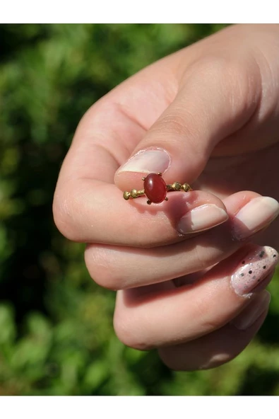 Minimal Doğal Taş Akik Doğal Taşlı Otantik Minimal Ayarlanabilir Yüzük euy5a - Resim 3