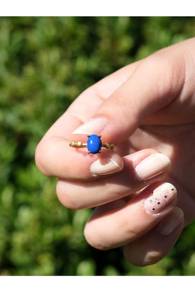 Minimal Doğal Taş Lapis Doğal Taşlı Otantik Minimal Ayarlanabilir Yüzük euy5l - Resim 3
