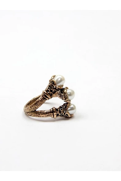 Doğal Taş 3'lü Sedef Doğal Taşlı Işlemeli Ayarlanabilir Kadın Yüzük euy8s - Resim 5