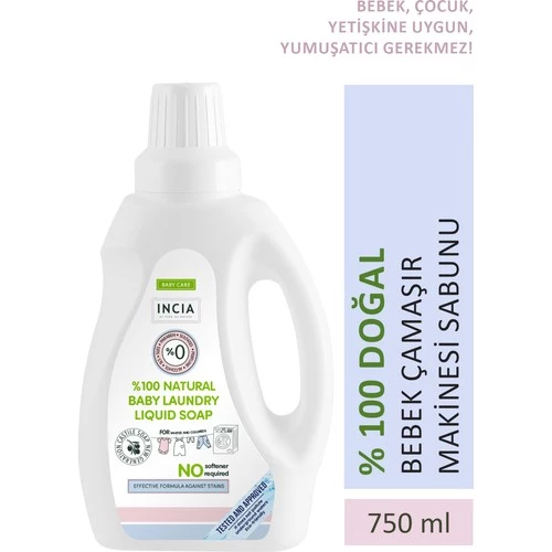 Incıa %100 Doğal Bebek Çamaşır Sabunu (Bitkisel Deterjan) Yumuşatıcılı Lavanta 750 Ml