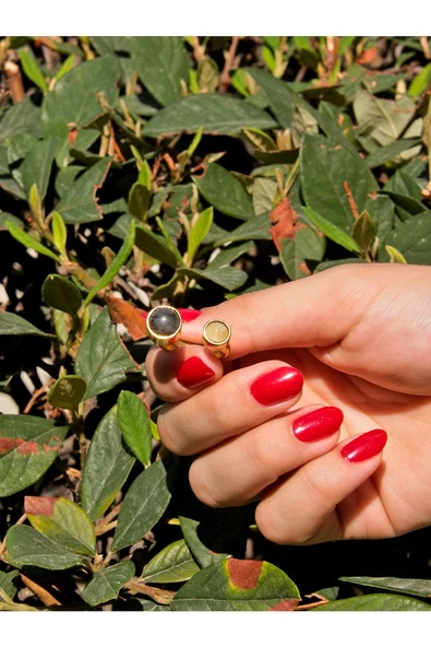 Sitrin Labradorit Doğal Taş Aşk Ve Enerji Ayarlanabilir Kadın Yüzük euy15sl - Resim 3