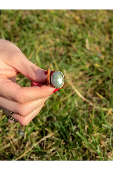 Doğal Taş Labradorit Doğal Taşlı Ayarlanabilir Kadın Yüzük euy2lbt - 3