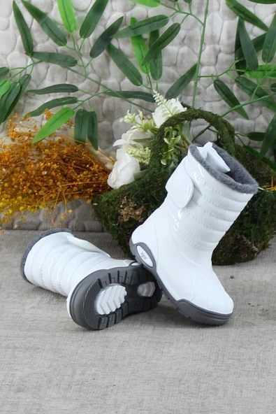 Igor W10168 001 Topo Skı Charol Beyaz İçi Kürklü Çocuk Yağmur Çizmesi - 5