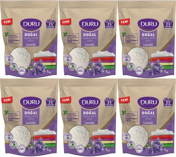 Duru Doğal Granül Matik Sabun Tozu Lavanta 6KG (6PK*1) (150 Yıkama)