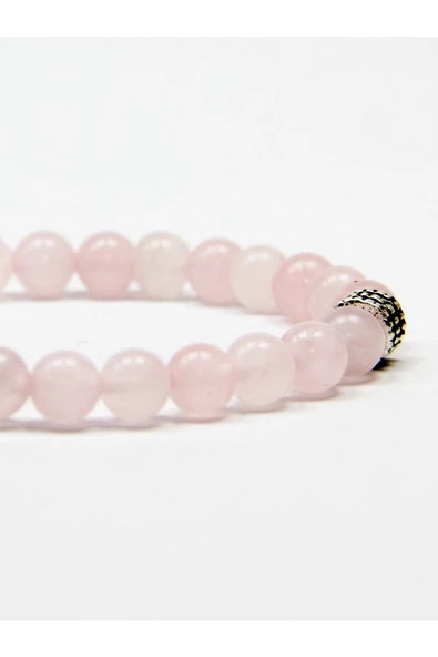 Doğal Taş Pembe Kuvars Doğal Taş Bileklik Orta Boy 6 mm Taşlı dtdbpk6 - 7