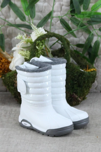 Igor W10168 001 Topo Skı Charol Beyaz İçi Kürklü Çocuk Yağmur Çizmesi