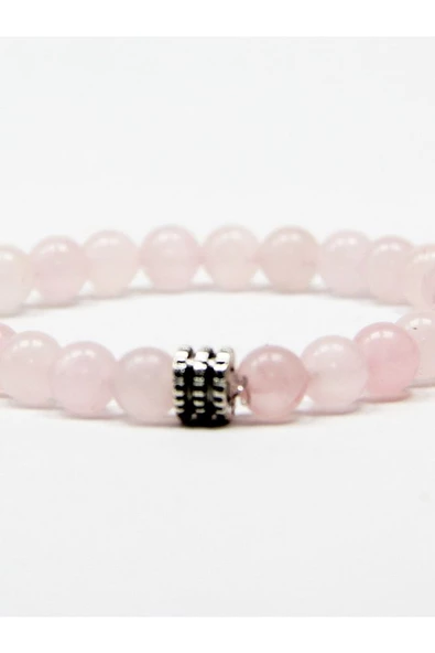 Doğal Taş Pembe Kuvars Doğal Taş Bileklik Orta Boy 6 mm Taşlı dtdbpk6 - 5