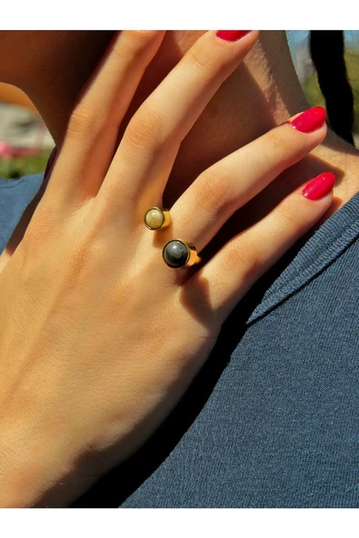 Sitrin Labradorit Doğal Taş Aşk Ve Enerji Ayarlanabilir Kadın Yüzük euy15sl ürün görseli