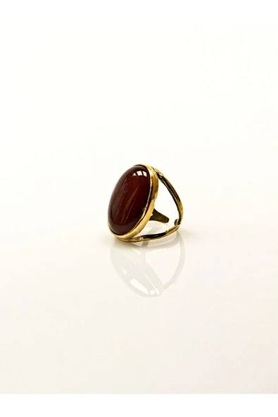 Oval Akik Doğal Taş Ayarlanabilir Kadın Doğal Taş Yüzük euy13a - Resim 5