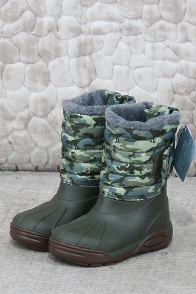 Igor W10210 042 Topo Skı Camo Haki İçi Kürklü Çocuk Yağmur Çizmesi - Resim 3