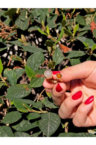 Sitrin Pembe Kuvars Doğal Taş Ayarlanabilir Yüzük Aşk Ve Para Taşı euy15sp - 3