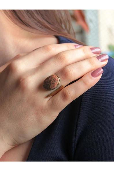 Doğal Taş Unakit doğal Taşlı Ayarlanabilir Kadın Yüzük euy2un - Resim 2