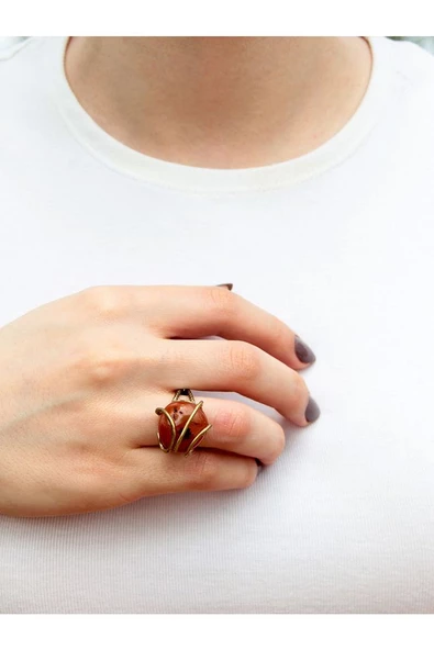 Doğal Taş Yemen Akik Dev Boy Doğal Taşlı Ayarlanabilir Yüzük euy10ya ürün görseli