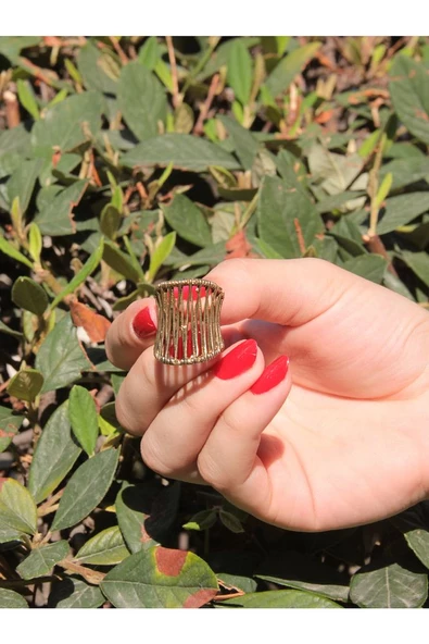 İşlemeli Antik Eskitme Ayarlanabilir Kadın Yüzük euy127 - Resim 2