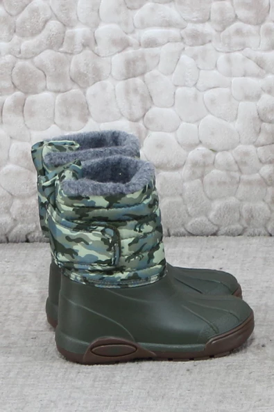 Igor W10210 042 Topo Skı Camo Haki İçi Kürklü Çocuk Yağmur Çizmesi - Resim 2
