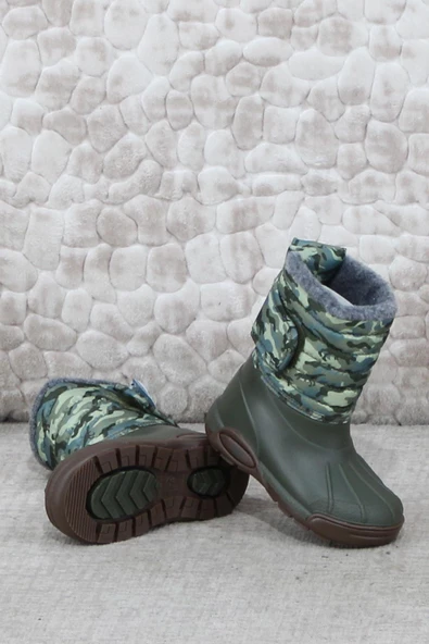 Igor W10210 042 Topo Skı Camo Haki İçi Kürklü Çocuk Yağmur Çizmesi - Resim 5