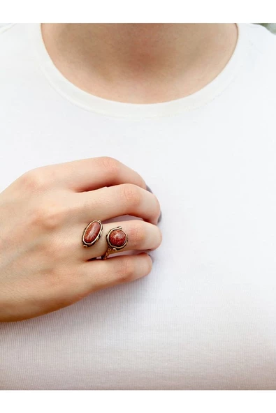 Doğal Taş Yıldız Doğal Taşlı Ikili Otantik Ayarlanabilir Yüzük dtyiy ürün görseli