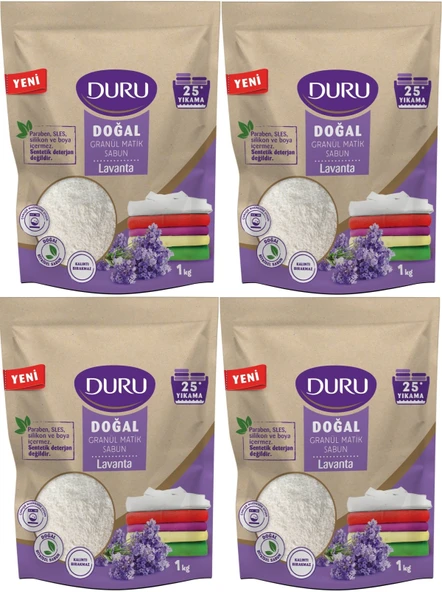 Duru Doğal Granül Matik Sabun Tozu Lavanta 4KG (4PK*1) (100 Yıkama)