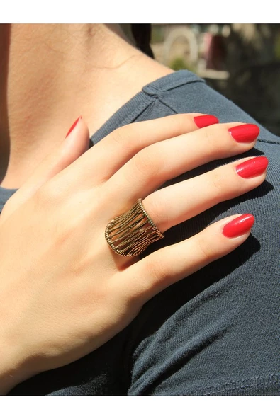 İşlemeli Antik Eskitme Ayarlanabilir Kadın Yüzük euy127 - Resim 3