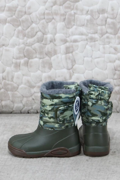 Igor W10210 042 Topo Skı Camo Haki İçi Kürklü Çocuk Yağmur Çizmesi - Resim 4