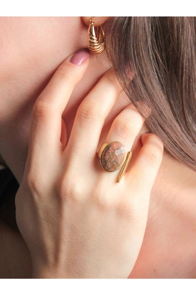 Doğal Taş Unakit doğal Taşlı Ayarlanabilir Kadın Yüzük euy2un ürün görseli