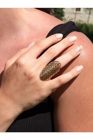 Telkari İşlemeli Antik Eskitme Ayarlanabilir Kadın Yüzük euy122 - Resim 2