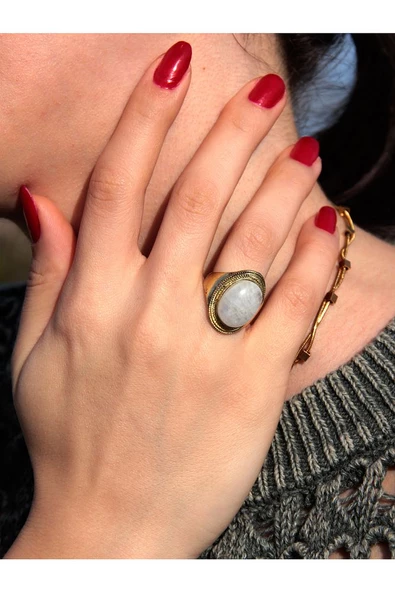 Doğal Taş Aytaşı Ayarlanabilir Kadın Yüzük euy1ayt ürün görseli