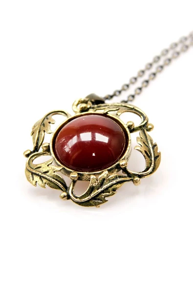 Doğal Taş Akik Doğal Taşlı Otantik Kadın Yuvarlak Kolye 45 Cm Zincirli euyk1a - Resim 4