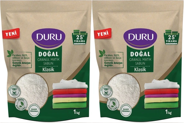 Duru Doğal Granül Matik SabunTozu  Klasik 2KG (2PK*1) (50 Yıkama)