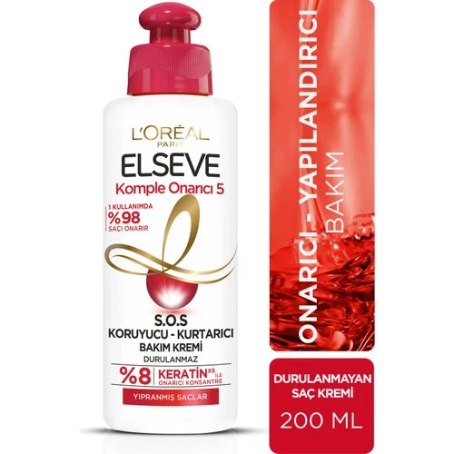 L'Oréal Paris Elseve Komple Onarıcı 5 S.O.S Koruyucu - Kurtarıcı Bakım Kremi 200 Ml