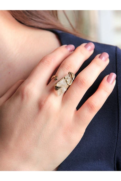 Doğal Taş Sitrin Dev Boy Doğal Taşlı Antik Ayarlanabilir Yüzük Para Taşı dtdbs - Resim 2