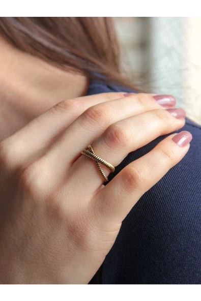 Trend Sarmal Model Antik Ayarlanabilir Kadın Yüzük euy1214 - Resim 2