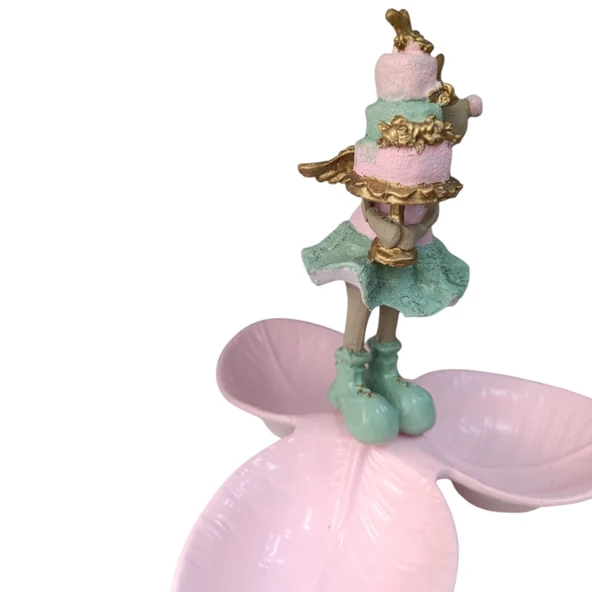 Pastalı Pembe Geyik Tabaklı Sunum,Çerezlik - Kahvaltı - Kahve - Meyve Sunum Tabağı - 4