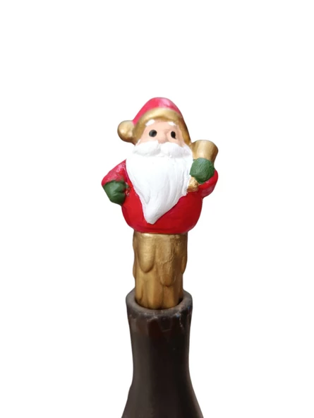 Noel Baba Yeniden Kullanılabilir Dekoratif Şarap Şişesi Tıpası - Şişe Tıpası - 2